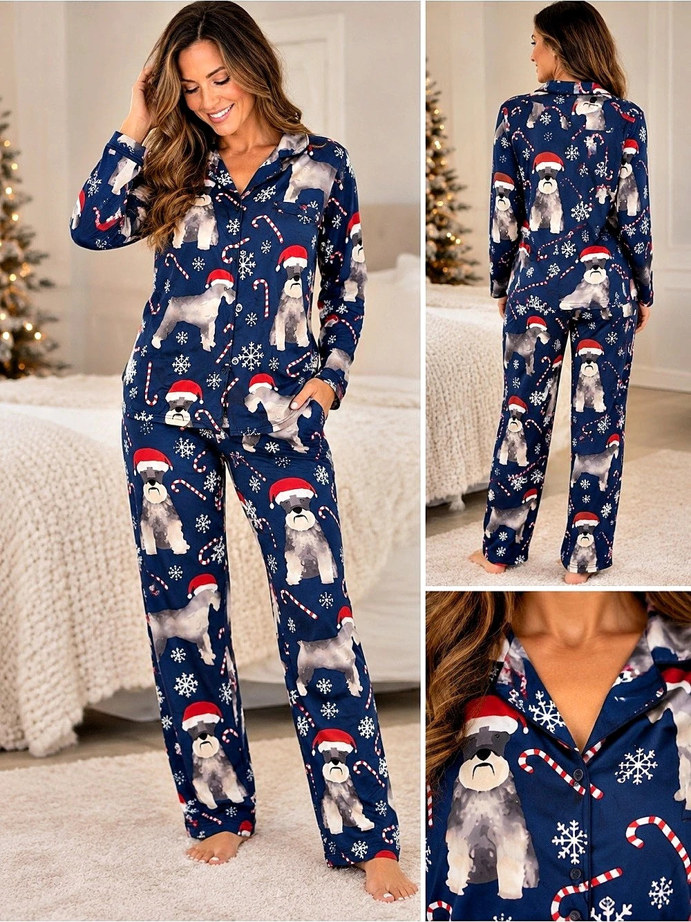 BLAZRS Dog Print Pajama Set in Blue Size Medium NWT